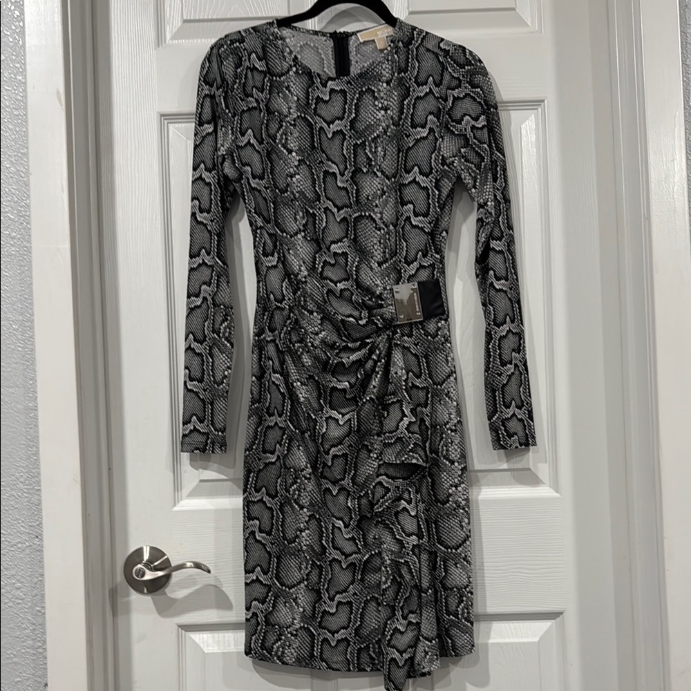 Michael Kors Black Sheath Dress with Ruched Tie Front